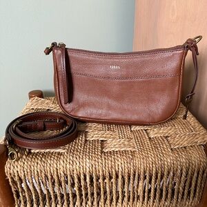 Fossil Brown Shoulder Bag with Crossbody Strap